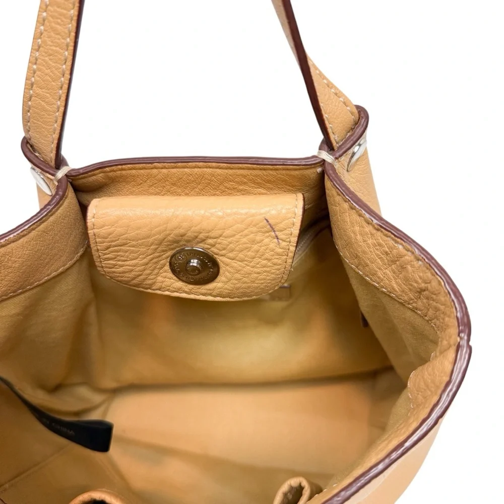 Vintage Talbots Tan Leather Small Top Handle Hobo Bag‎ Minimalist Neutral Purse